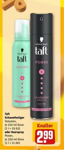 REWE DE Taft Schaumfestiger oder Haarspray, EUR 2.99 tilbud