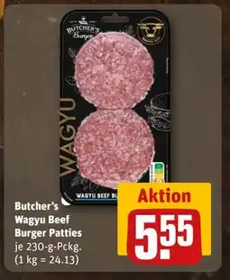 REWE DE Butcher's Wagyu Beef Burger Patties, EUR 5.55 tilbud