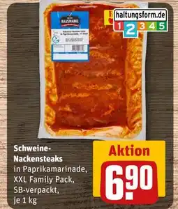 REWE DE Schweine-Nackensteaks, EUR 6.9 tilbud