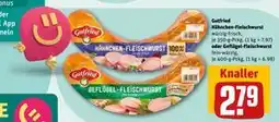 REWE DE Gutfried Hähnchen-Fleischwurst oder Geflügel-Fleischwurst, EUR 2.79 tilbud