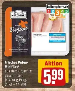 REWE DE Frisches Puten-Minifilet*, EUR 5.99 tilbud