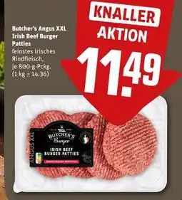 REWE DE Butcher's Angus XXL Irish Beef Burger Patties, EUR 11.49 tilbud