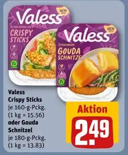 REWE DE Valess Crispy Sticks oder Gouda Schnitzel, EUR 2.49 tilbud