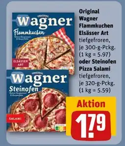 REWE DE Original Wagner Flammkuchen Elsässer Art oder Steinofen Pizza Salami, EUR 1.79 tilbud