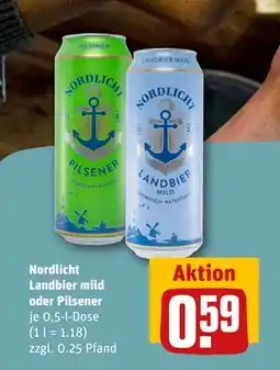 REWE DE Nordlicht Landbier mild oder Pilsener, EUR 0.59 tilbud