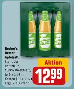 REWE DE Becker's Bester Apfelsaft, EUR 12.99 tilbud