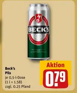 REWE DE Beck's Pils, EUR 0.79 tilbud