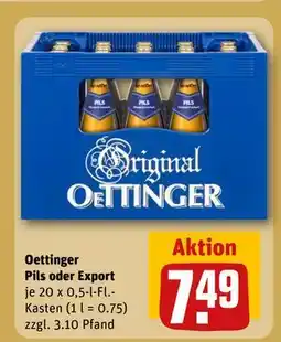 REWE DE Oettinger Pils oder Export Kasten, EUR 7.49 tilbud