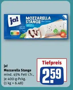 REWE DE ja! Mozzarella Stange, EUR 2.59 tilbud