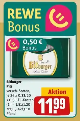 REWE DE Bitburger Pils, EUR 11.99 tilbud