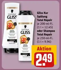 REWE DE Gliss Kur Spülung Total Repair oder Shampoo Total Repair, EUR 2.49 tilbud