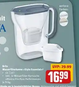 REWE DE Brita Wasserfilterkanne Style Essential³, EUR 16.99 tilbud