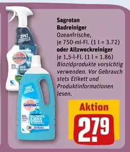 REWE DE Sagrotan Badreiniger oder Allzweckreiniger, EUR 2.79 tilbud