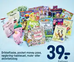 REMA 1000 Drikkeflaske, pocket money-pose, neglering-hæklesæt, male- eller aktivitetsbog tilbud