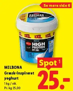 Lidl Milbona græsk-inspireret yoghurt (High Protein) tilbud
