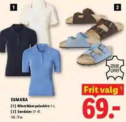 Lidl Esmara ribstrikket poloshirt / Sandaler tilbud