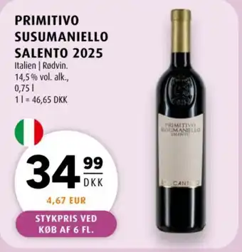 Scandinavian Park Primitivo Susumaniello salento 2025 tilbud