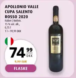 Scandinavian Park Apollonio Valle cupa salento rosso 2020 tilbud