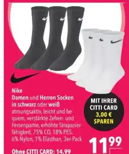 Citti Nike Damen und Herren Socken in schwarz oder weiß tilbud