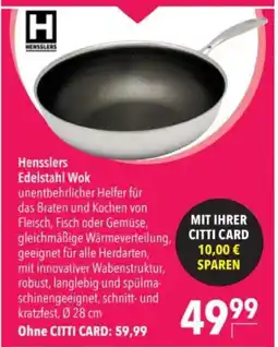 Citti Hensslers Edelstahl Wok tilbud