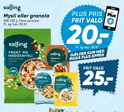 Bilka Salling mysli eller granola tilbud