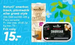 Bilka Naturli' produkter (smørbar, plantemælk / Oat Barista) tilbud