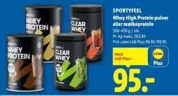 Lidl SPORTYFEEL Whey High Protein pulver eller mælkeprotein tilbud