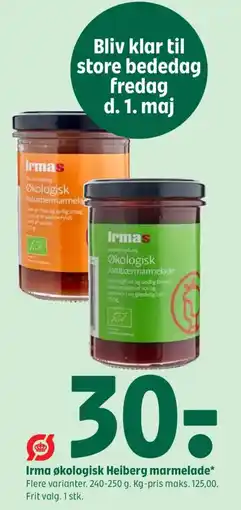 Coop 365 Irma økologisk Heiberg marmelade tilbud