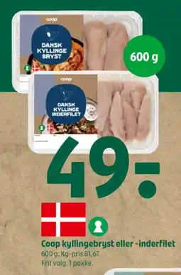 Coop 365 Coop kyllingebryst eller -inderfilet tilbud