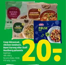Coop 365 Coop biksemad, chicken tandoori, Bami Goreng eller Steff Houlberg pølsemix tilbud
