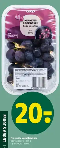 Coop 365 Coop røde kernefri druer tilbud