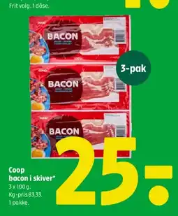 Coop 365 Coop bacon i skiver (3-pak) tilbud
