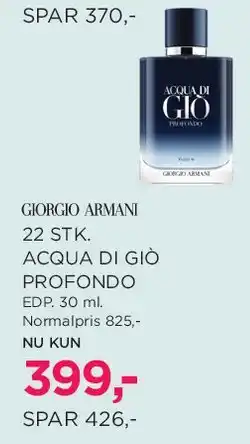 Salling Acqua di Giò Profondo 30 ml tilbud
