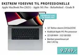 CBC Apple MacBook Pro (2021) - Apple M1 Pro - Refurbished - Grade B tilbud