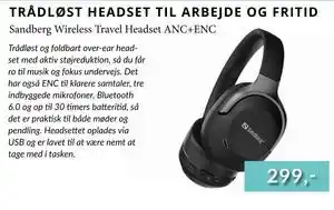 Sandberg Wireless Travel Headset ANC+ENC