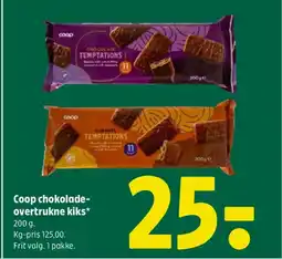 Coop 365 Coop chokolade- overtrukne kiks tilbud