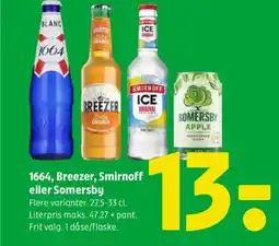 Coop 365 1664, Breezer, Smirnoff eller Somersby tilbud