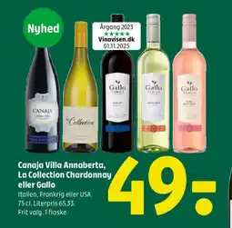 Coop 365 Canaja Villa Annaberta, La Collection Chardonnay eller Gallo tilbud