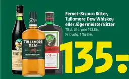 Coop 365 Fernet-Branca Bitter, Tullamore Dew Whiskey eller Jägermeister Bitter tilbud
