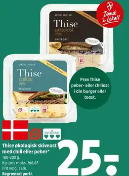 Coop 365 Thise økologisk skiveost med chili eller peber tilbud