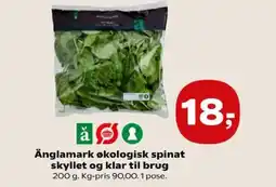 SuperBrugsen Änglamark økologisk spinat skyllet og klar til brug tilbud
