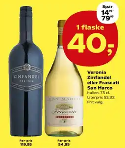 SuperBrugsen Veronia Zinfandel eller Frascati San Marco tilbud