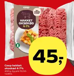 SuperBrugsen Coop hakket oksekød 4-7% tilbud