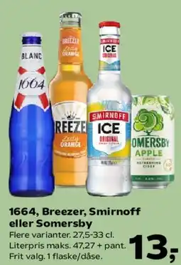 SuperBrugsen 1664, Breezer, Smirnoff eller Somersby tilbud