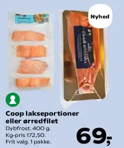SuperBrugsen Coop lakseportioner eller ørredfilet tilbud