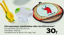 SuperBrugsen Citruspresser, minihakker eller tortillavarm er tilbud