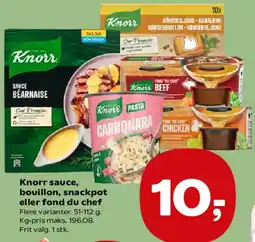 SuperBrugsen Knorr sauce, bouillon, snackpot eller fond du chef tilbud
