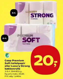 Kvickly Coop Premium Soft toiletpapir eller Luxury Strong køkkenrulle tilbud