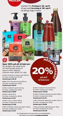 Kvickly 20% på ALT Urtekram (Medlemsrabatter) tilbud