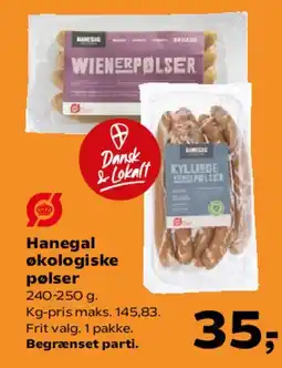 Kvickly Hanegal økologiske pølser tilbud